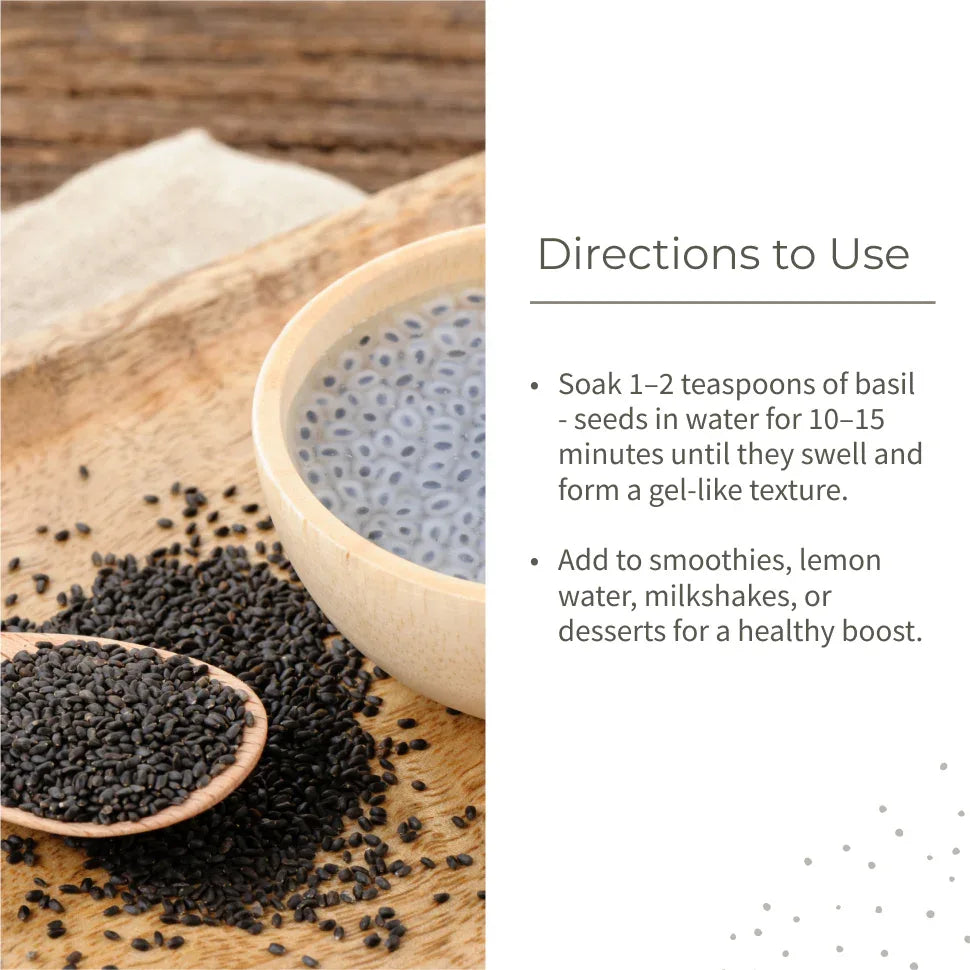 Ecotyl Basil Seeds | Sabja Seeds | Rich in Omega-3 & Fibre | Detox & Hydrate - 250g - Orgoshops