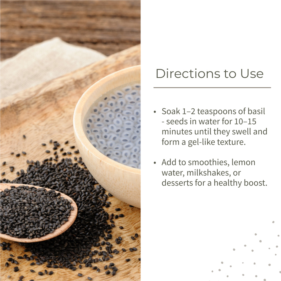 Ecotyl Basil Seeds | Sabja Seeds | Rich in Omega-3 & Fibre | Detox & Hydrate - 250g