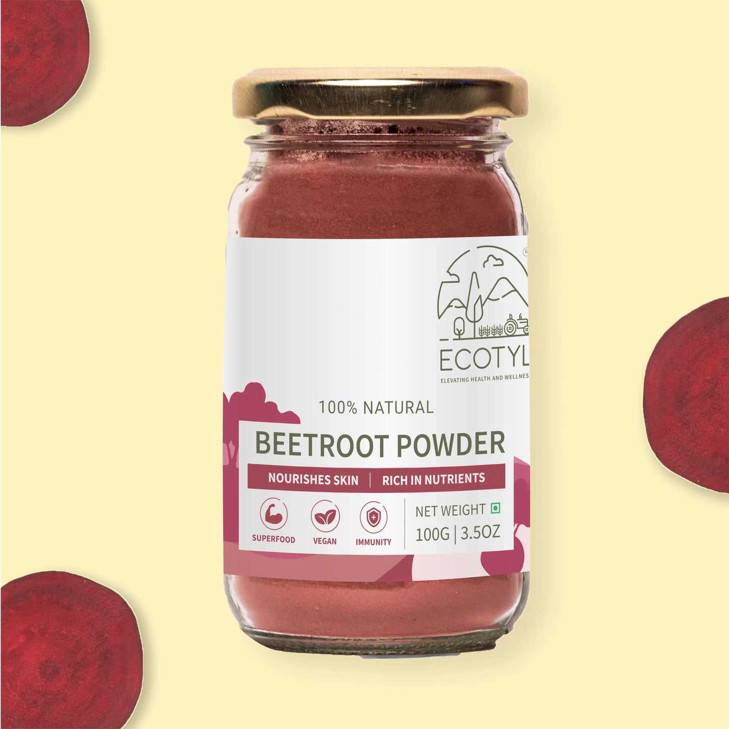 Ecotyl Beetroot Powder | Boosts Metabolism | Good For Skin - 100g - Orgoshops