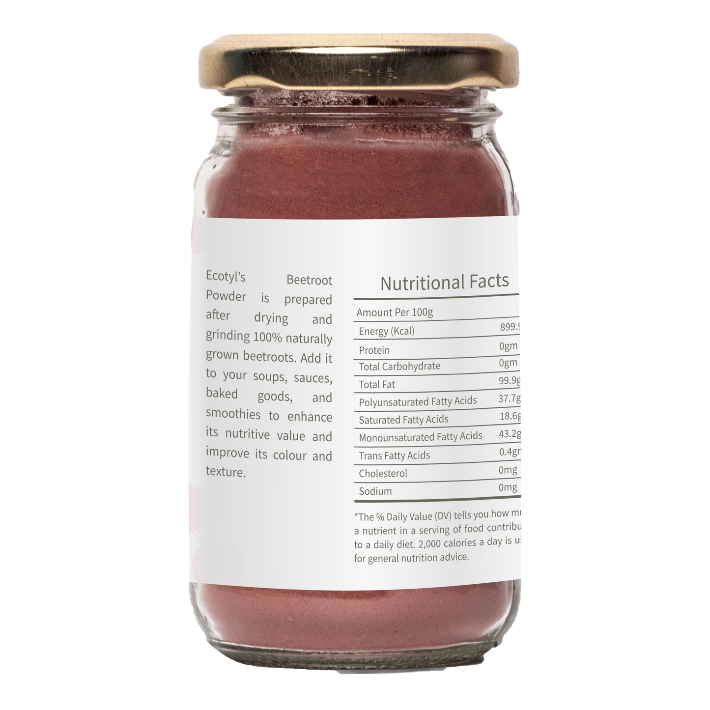 Ecotyl Beetroot Powder | Boosts Metabolism | Good For Skin - 100g