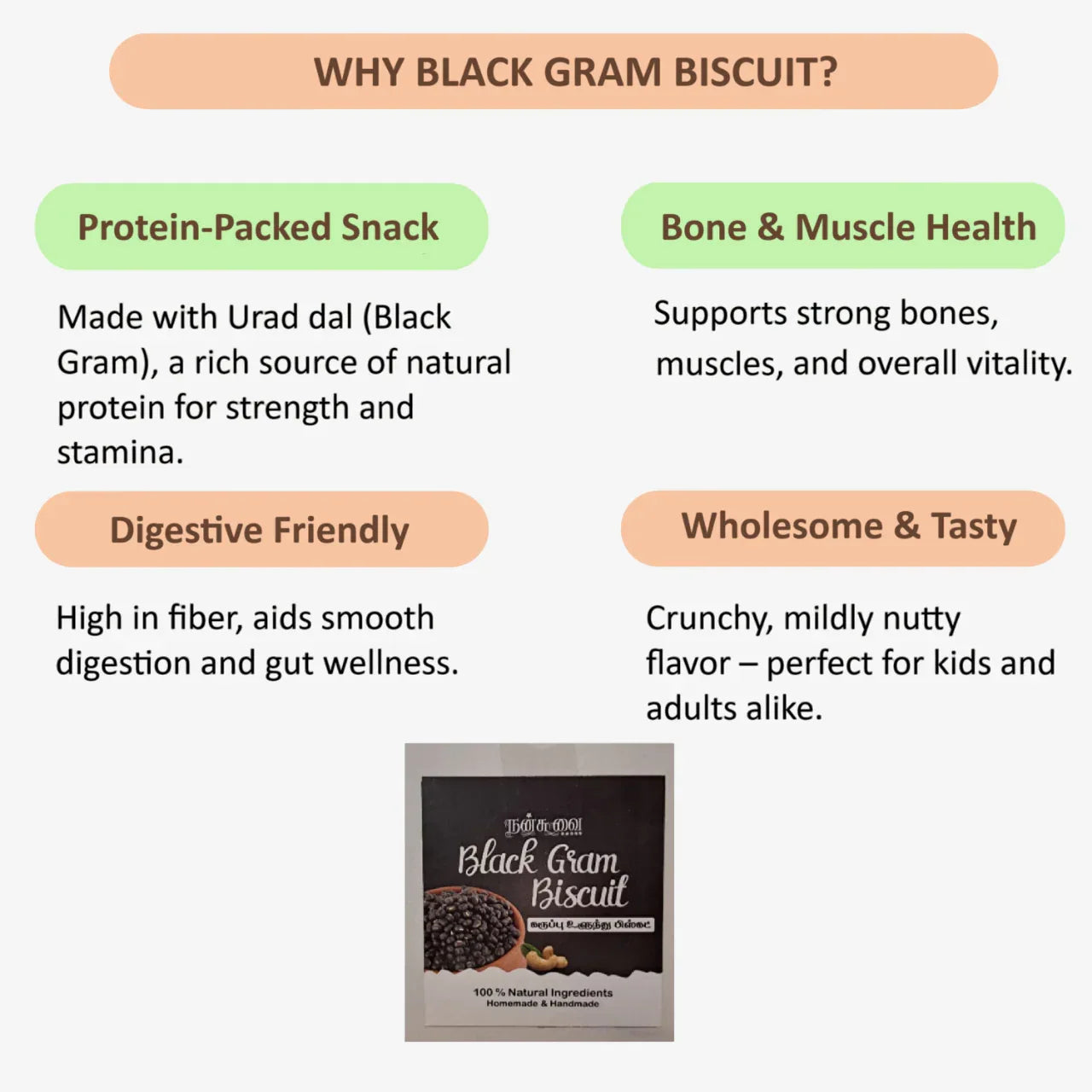 Nansuvai Karuppu Ulunthu Biscuits / Black Gram Biscuits - 250 g - Orgoshops