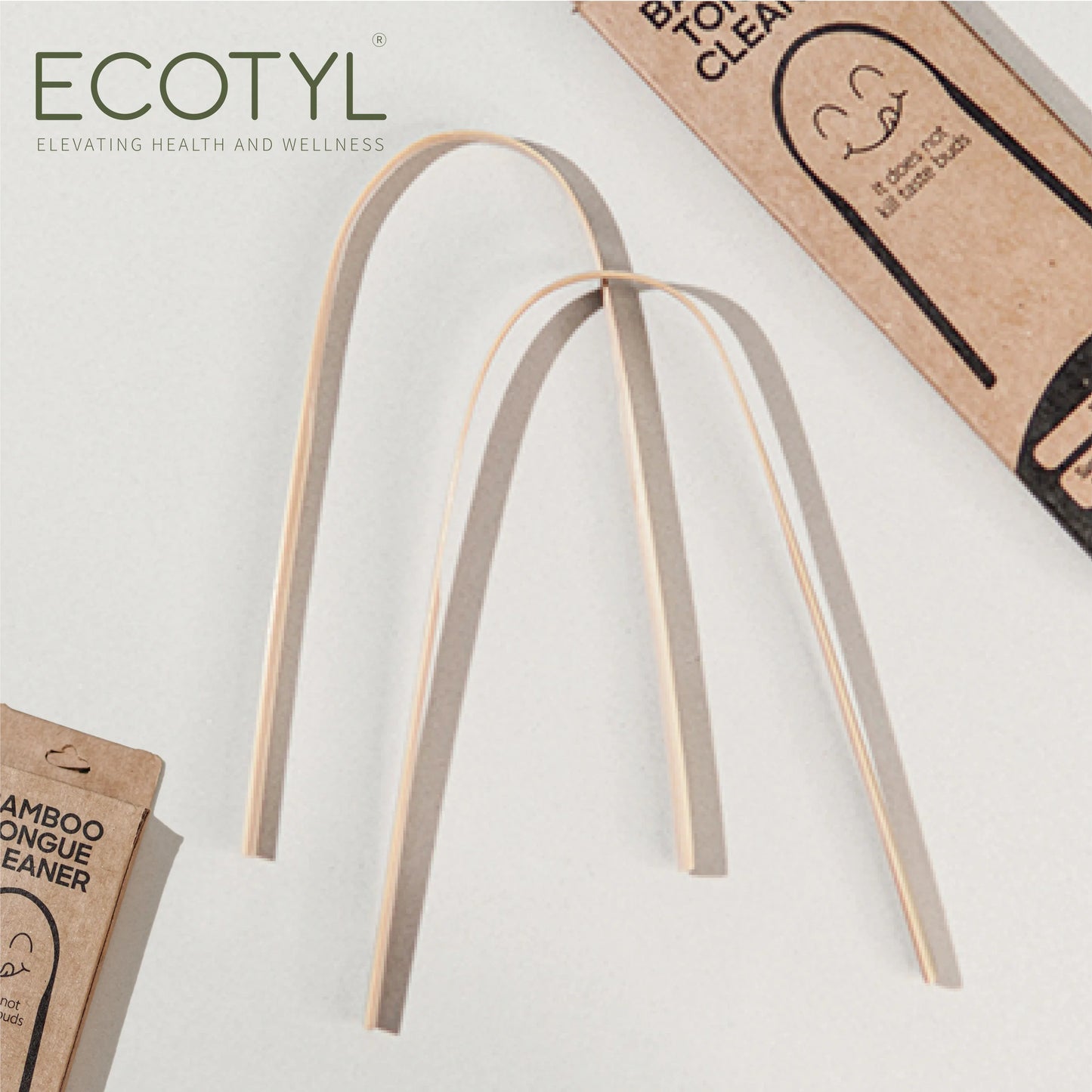 Ecotyl Bamboo Tongue Cleaner | For Oral Hygiene & Fresh Breath - Set of 2 - Orgoshops
