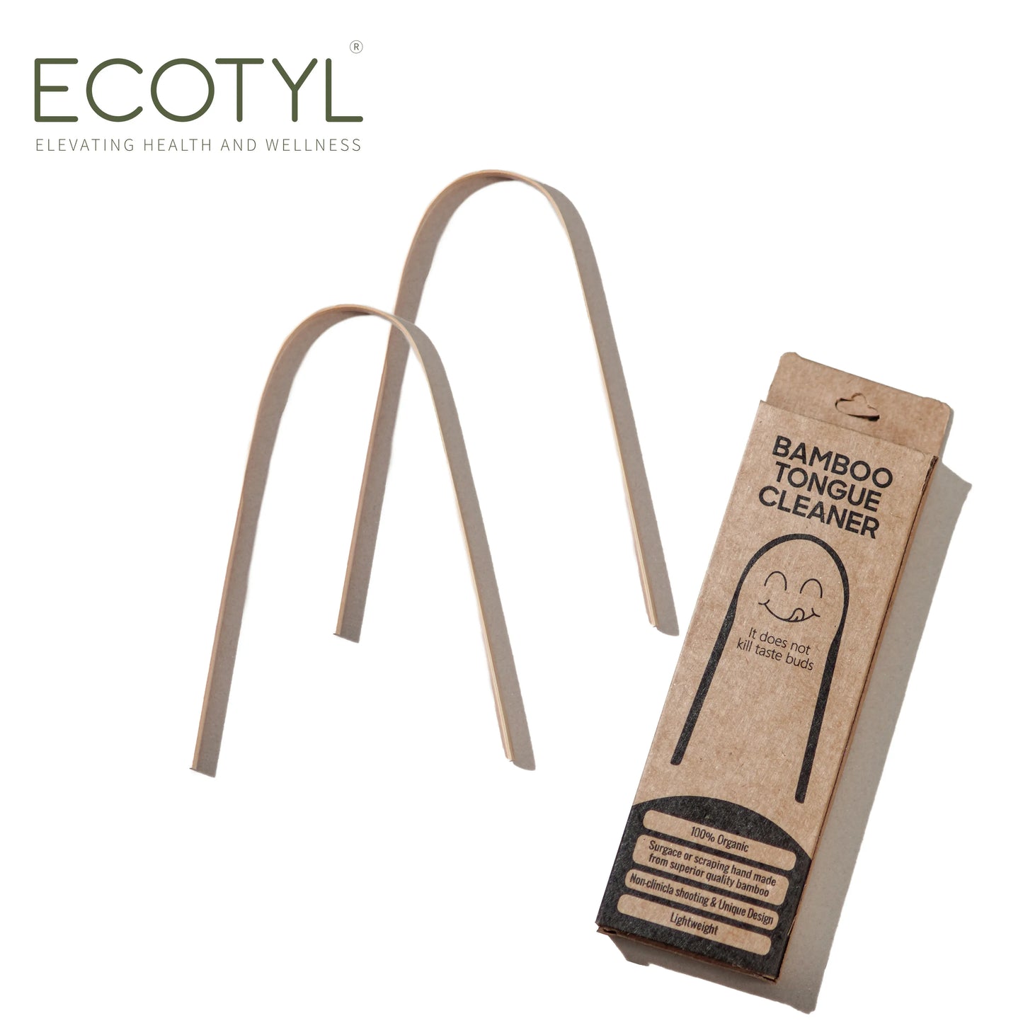 Ecotyl Bamboo Tongue Cleaner | For Oral Hygiene & Fresh Breath - Set of 2 - Orgoshops