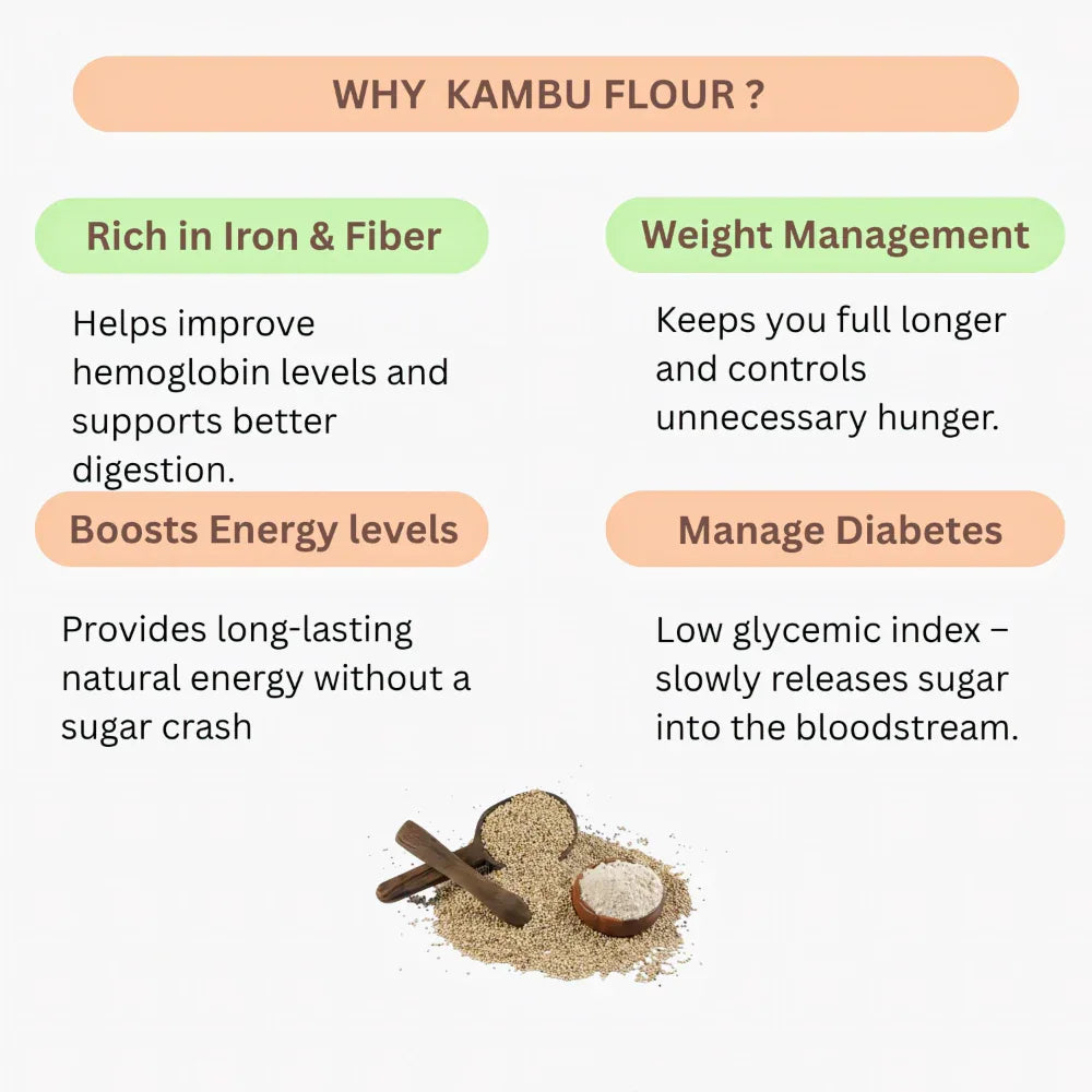 Thaiman Organic Kambu Flour / Bajra Atta / Pearl Millet Flour - 2 kg - Orgoshops