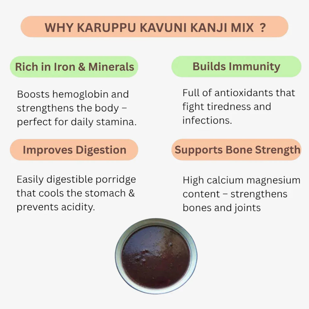 Thaiman Organic Karuppu Kavuni Kanji Mix / Kanji Mix / Karuppu Kavuni - 1 kg - Orgoshops