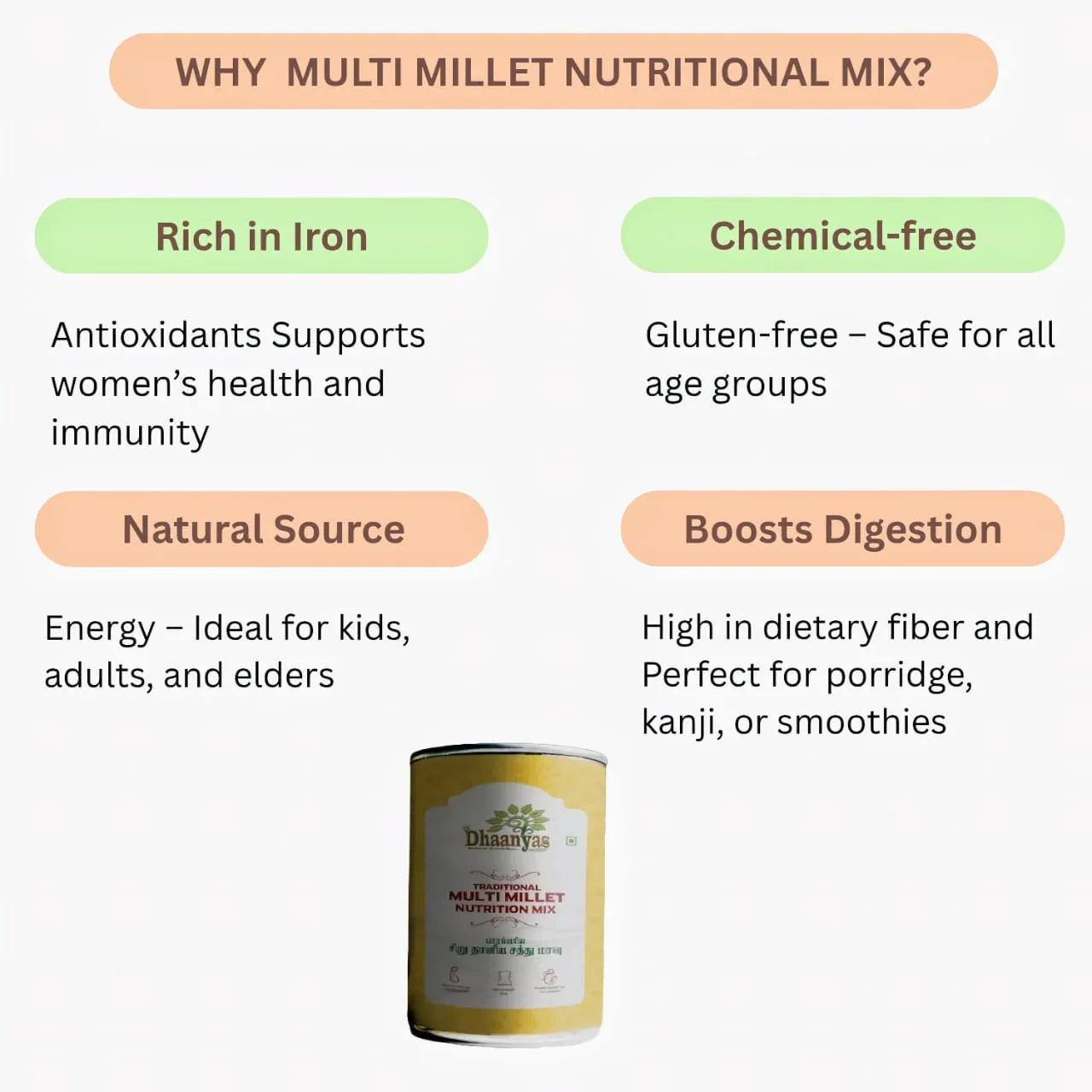 Dhaanyas Multi Millet Nutritional Mix - 450 g (Pack of 2) - Orgoshops