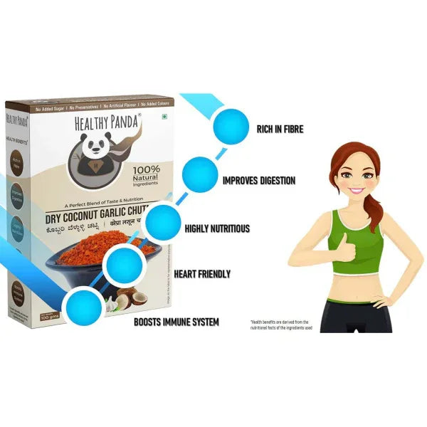 Healthy Panda Dry Coconut Garlic Chutney - 250 g (125g Pack of 2) - Orgoshops