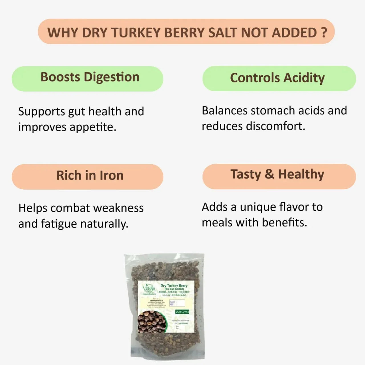 Veena Dry Turkey Berry Salt Not Added - 100g ( Pack of 2 ) - Orgoshops