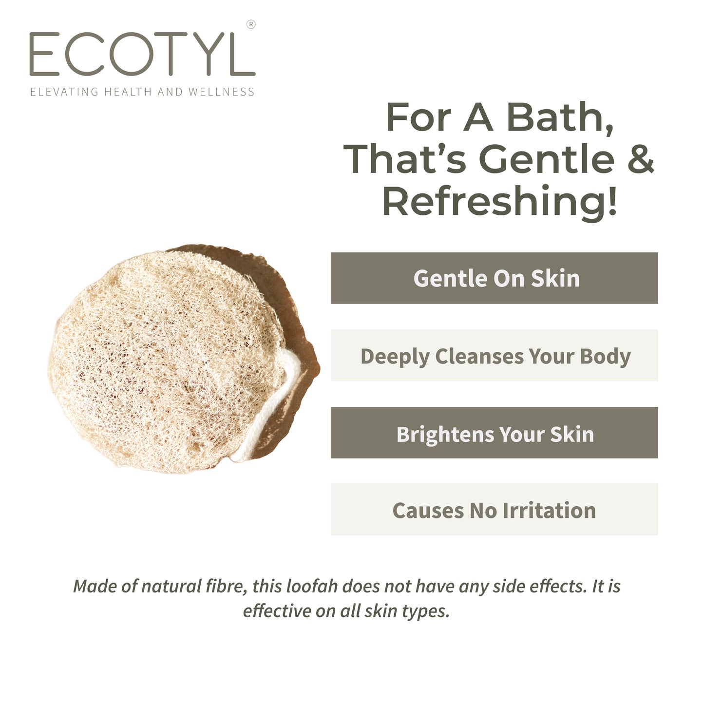 Ecotyl Body Loofah | For Gentle Exfoliation | Natural Loofah - Set of 2