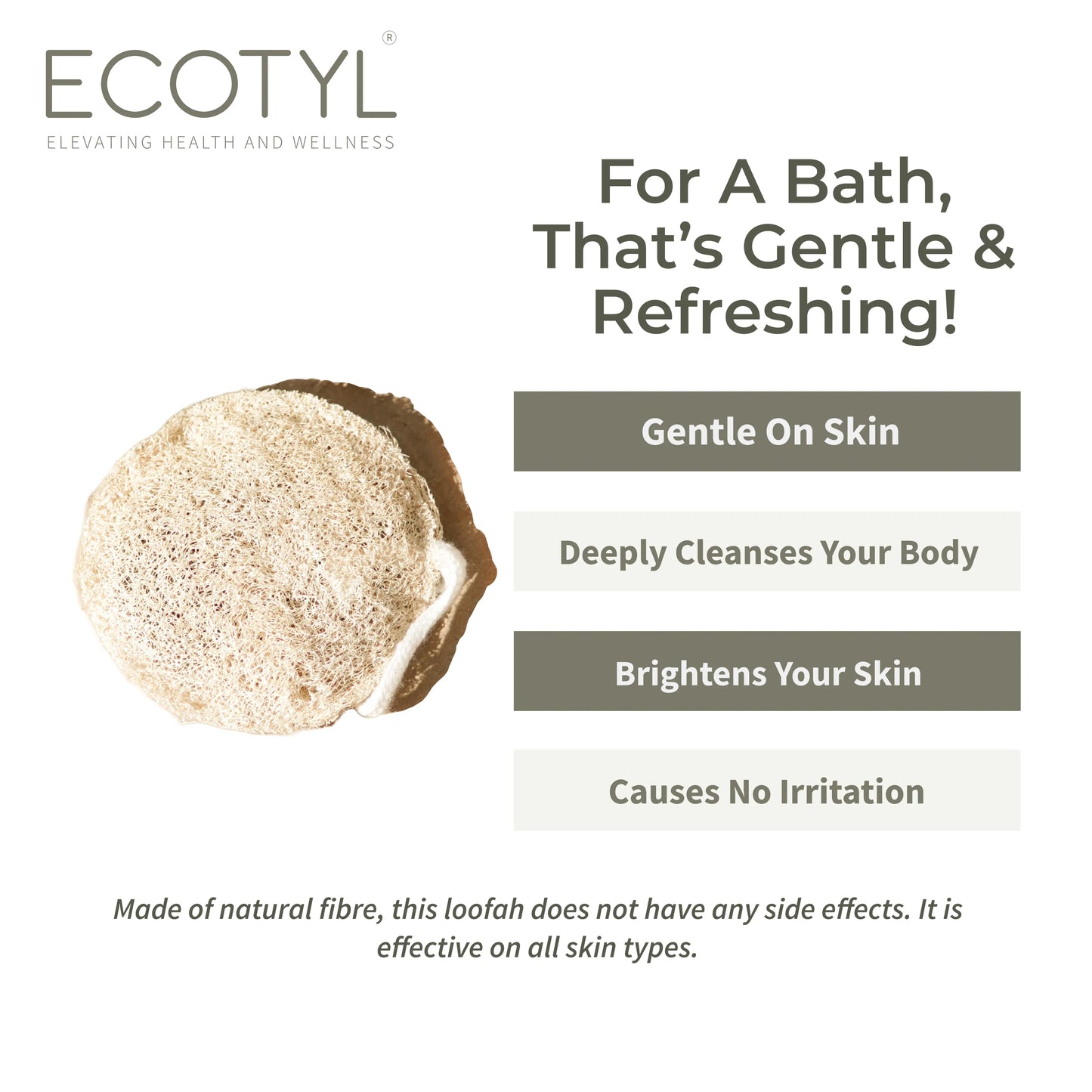 Ecotyl Body Loofah | For Gentle Exfoliation | Natural Loofah - Set of 2 - Orgoshops