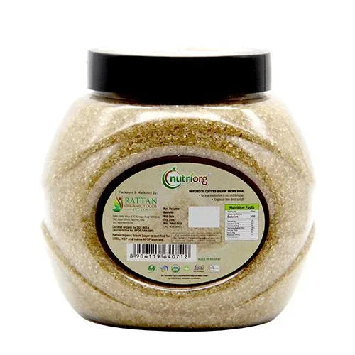 Nutriorgo Certified Organic Brown Sugar - 1kg ( Pack of 2 ) - Orgoshops