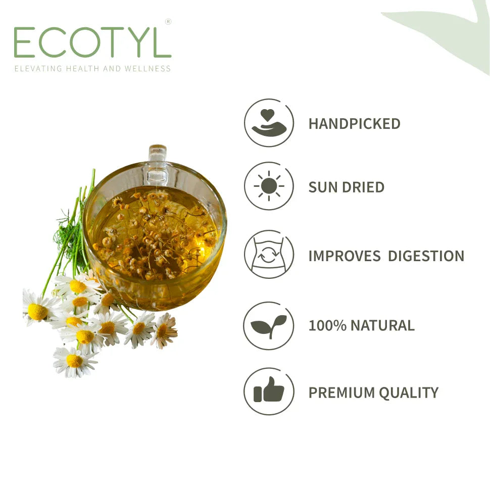 Ecotyl Chamomile Tea | Calming Herbal Tea | Supports Sleep & Relaxation - 25g - Orgoshops