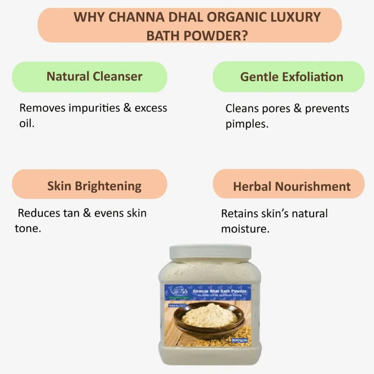 Veena Channa Dhal Kadalai Mavu Organic Luxury Bath Powder - 250g ( Pack of 2 ) - Orgoshops