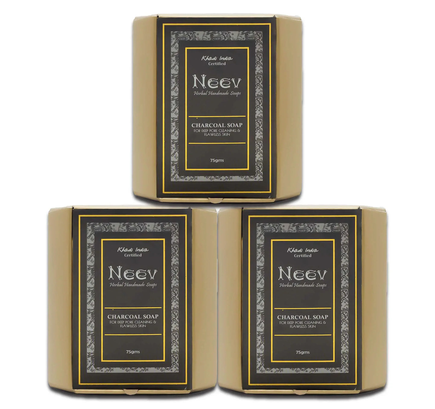 Neev Herbal Handmade Soaps Charcoal Soap - 75g ( Set of 3 ) - Orgoshops