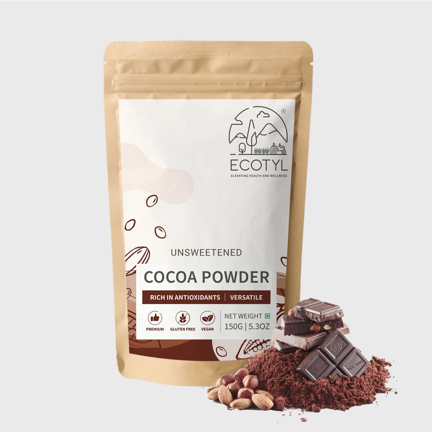 Ecotyl Cocoa Powder | Unsweetened | Perfect for Baking - 150g - Orgoshops