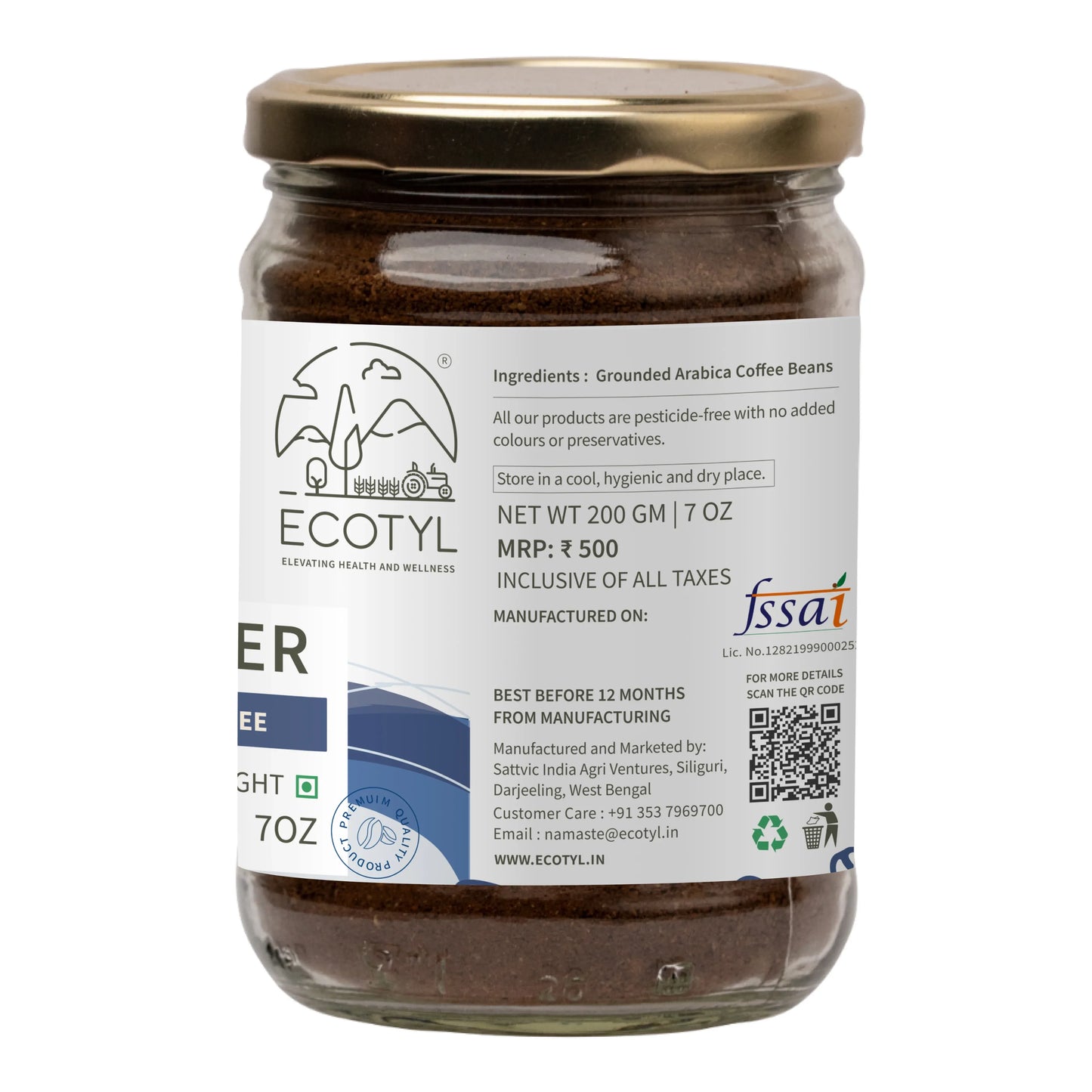 Ecotyl Coffee Powder | 100% Arabica | Strong Flavour & Rich Aroma - 200g - Orgoshops