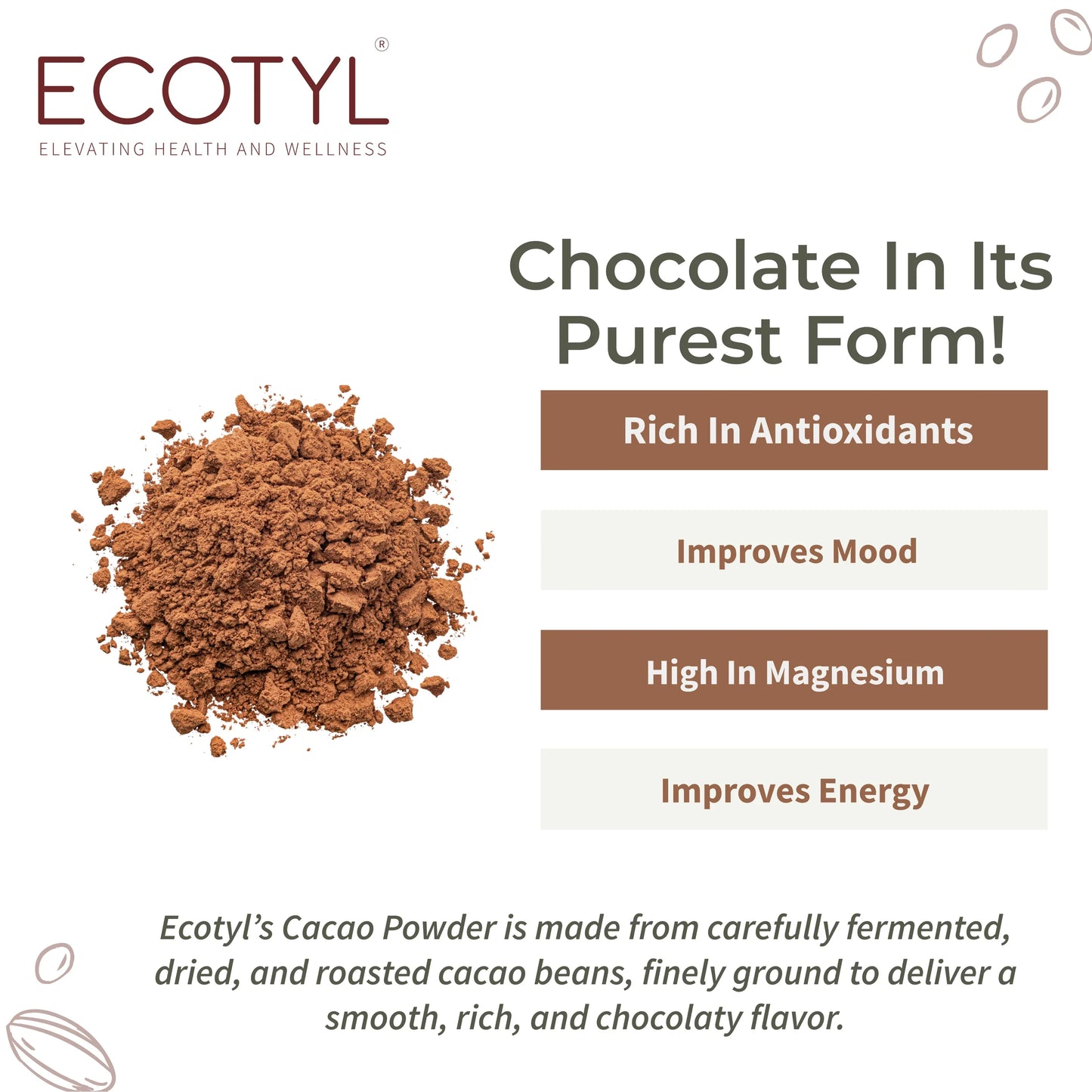 Ecotyl Cacao Powder | Rich in Antioxidants | Boosts Energy - 150g - Orgoshops