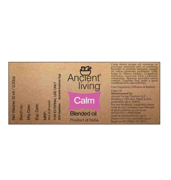 Anciant living Organic Calm Blended Oil -10 ml - Orgoshops