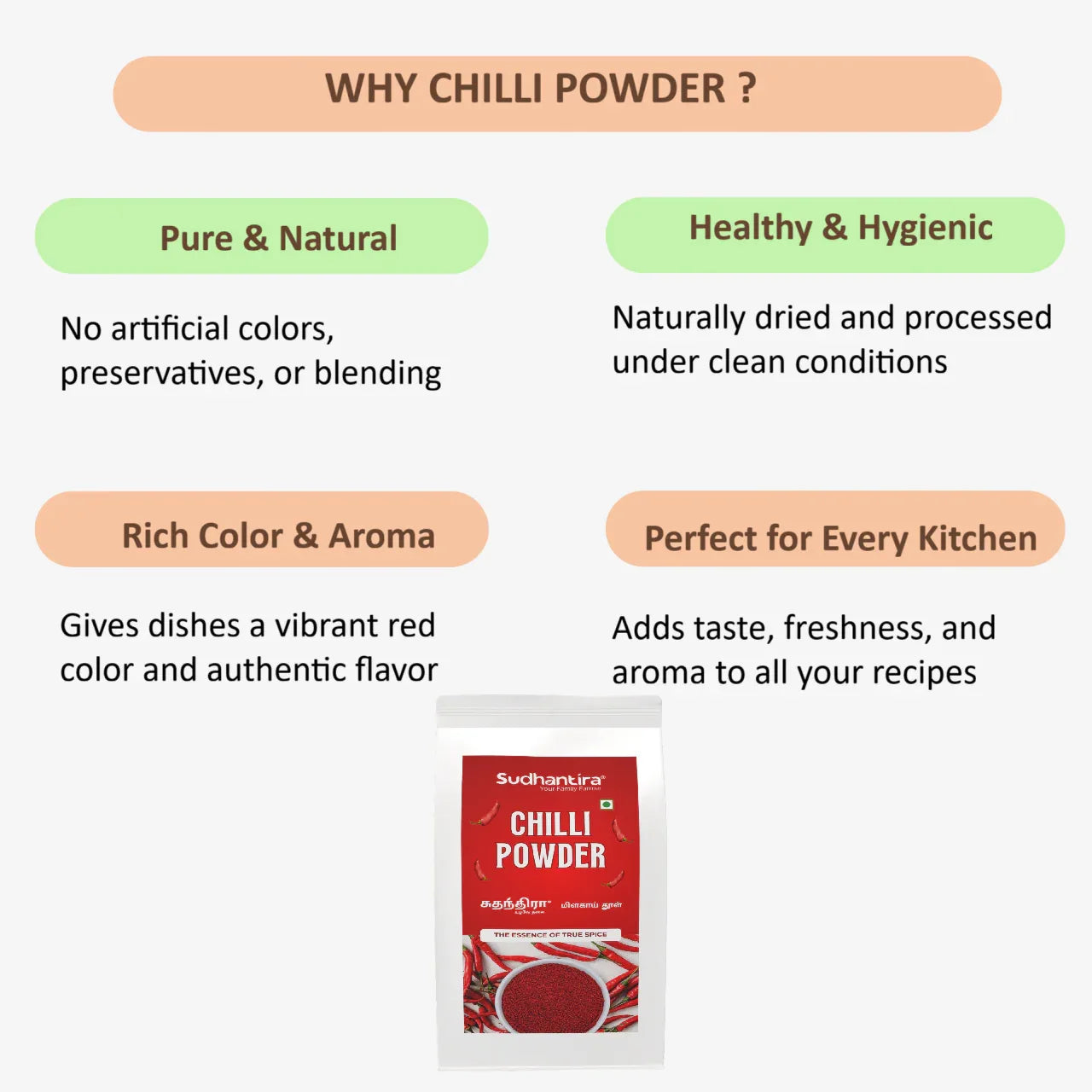 Sudhantira Organic Chilli Powder - 500g - Orgoshops