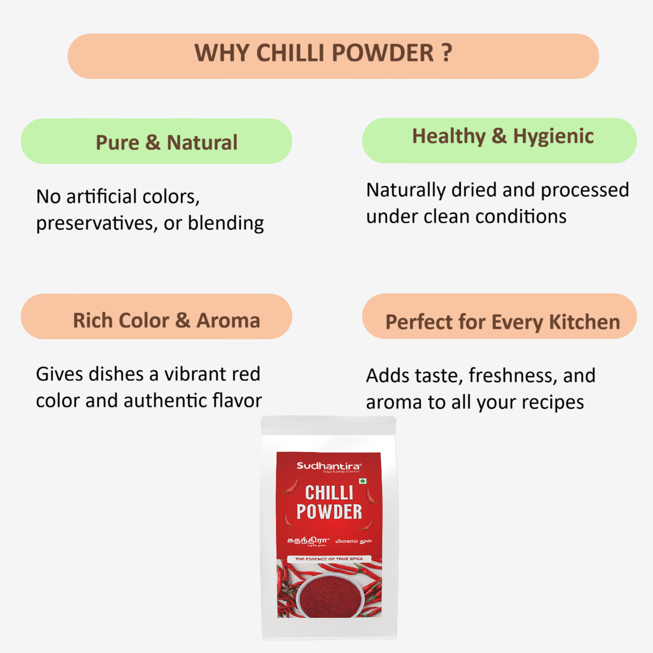 Sudhantira Organic Chilli Powder - 500g