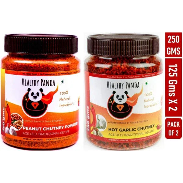Combo Pack Of Peanut Chutney Powder and Hot Garlic Chutney – 250 g (125g Pack of 2) - Orgoshops
