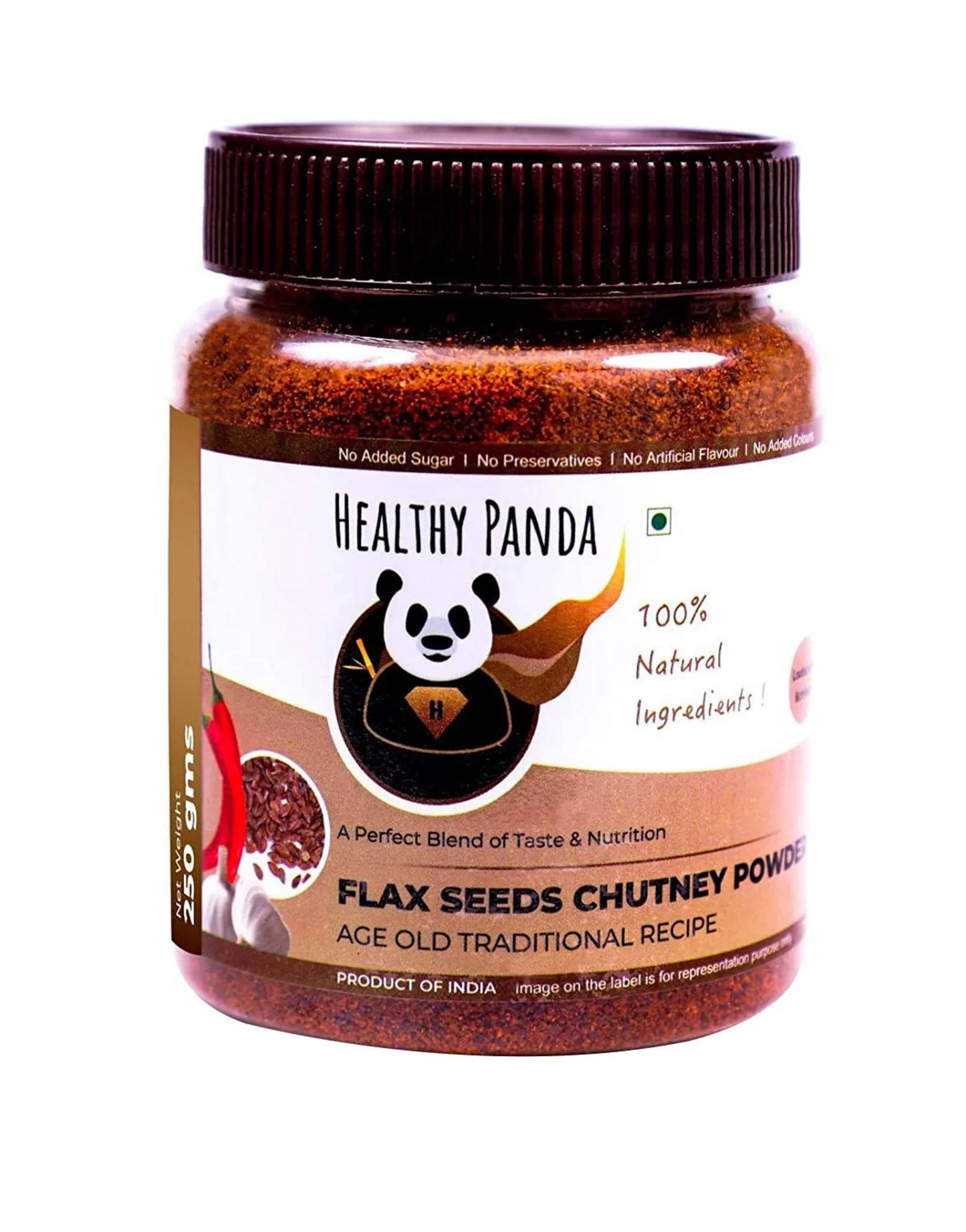 Healthy Panda Flax Seed Chutney Powder - 250 g (125g Pack of 2) - Orgoshops