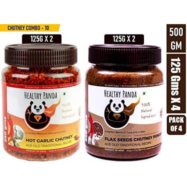 Combo Pack of Hot Garlic and Flax Seeds Chutney Powder – 500 g (125g Pack of 2 each) - Orgoshops