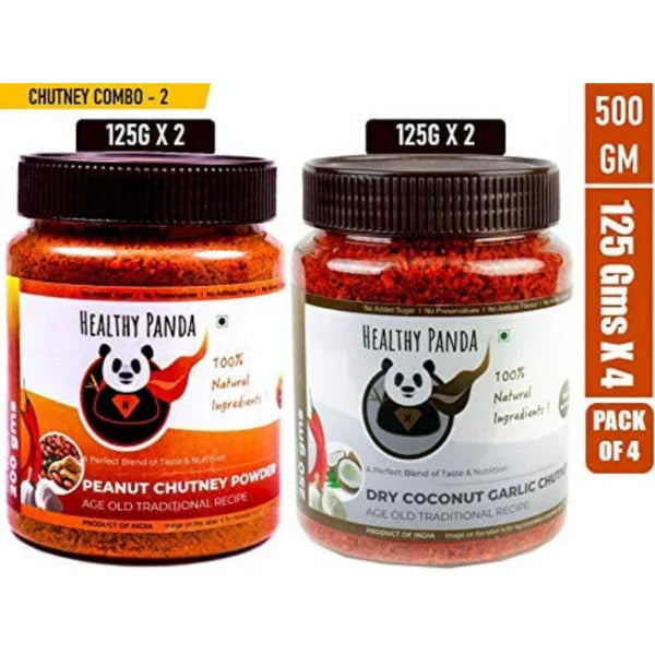 Combo Pack Of Peanut Chutney Powder and Dry Coconut Garlic Chutney – 250 g (125g Pack of 2) - Orgoshops