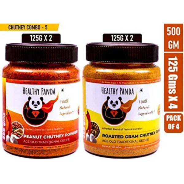 Combo Pack of Peanut and Roasted Gram Chutney Powder - 500 g (125g Pack of 2 each) - Orgoshops