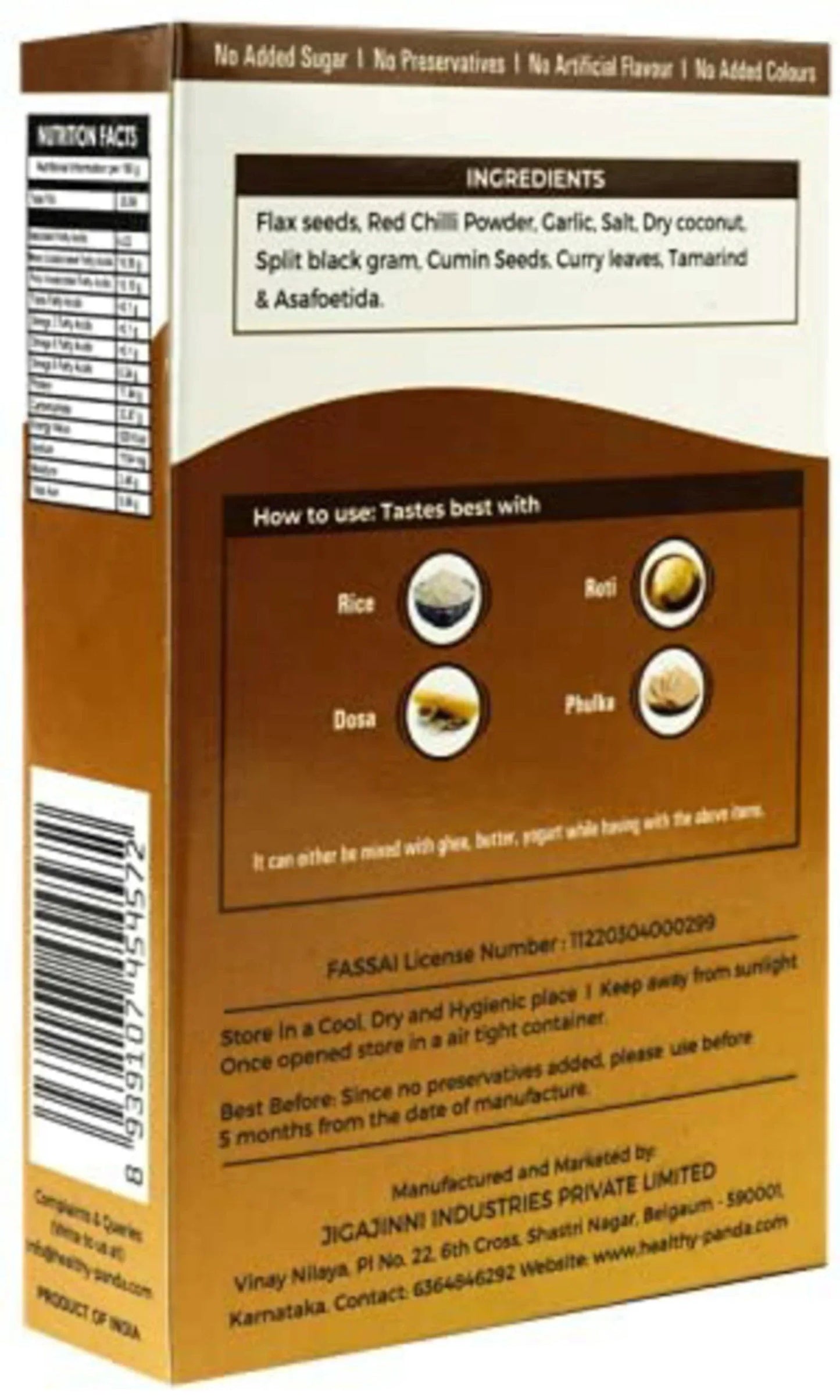 Healthy Panda Flax Seed Chutney Powder - 250 g (125g Pack of 2) - Orgoshops