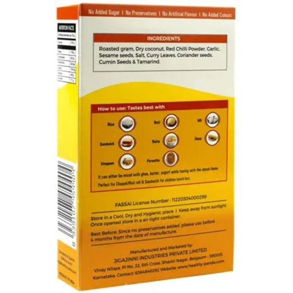 Healthy Panda Roasted Gram Chutney Powder - 250 g (125g Pack of 2) - Orgoshops