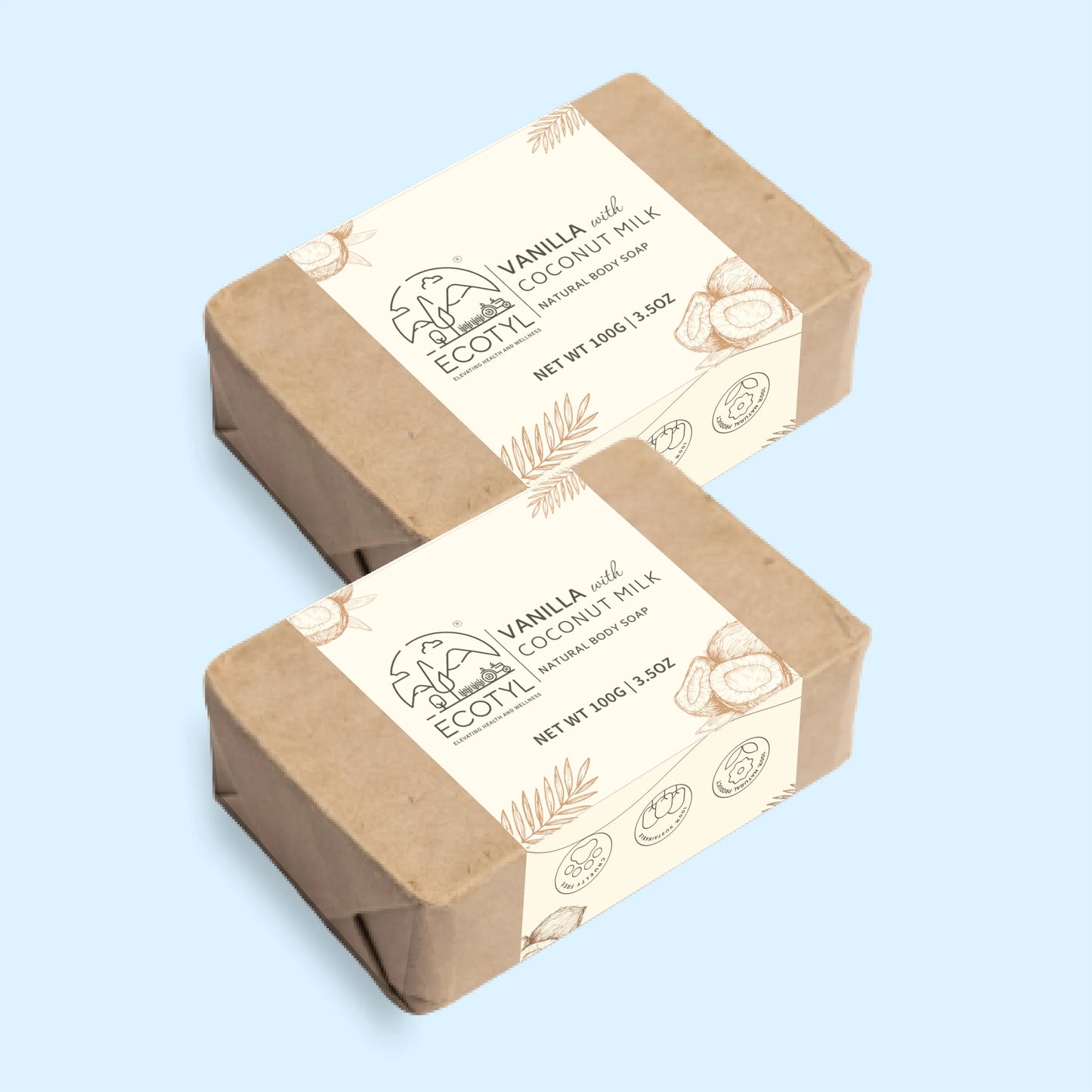 Ecotyl Coconut Milk Soap with Vanilla | 100% Natural | Nourishing & Hydrating - Set of 2 - Orgoshops