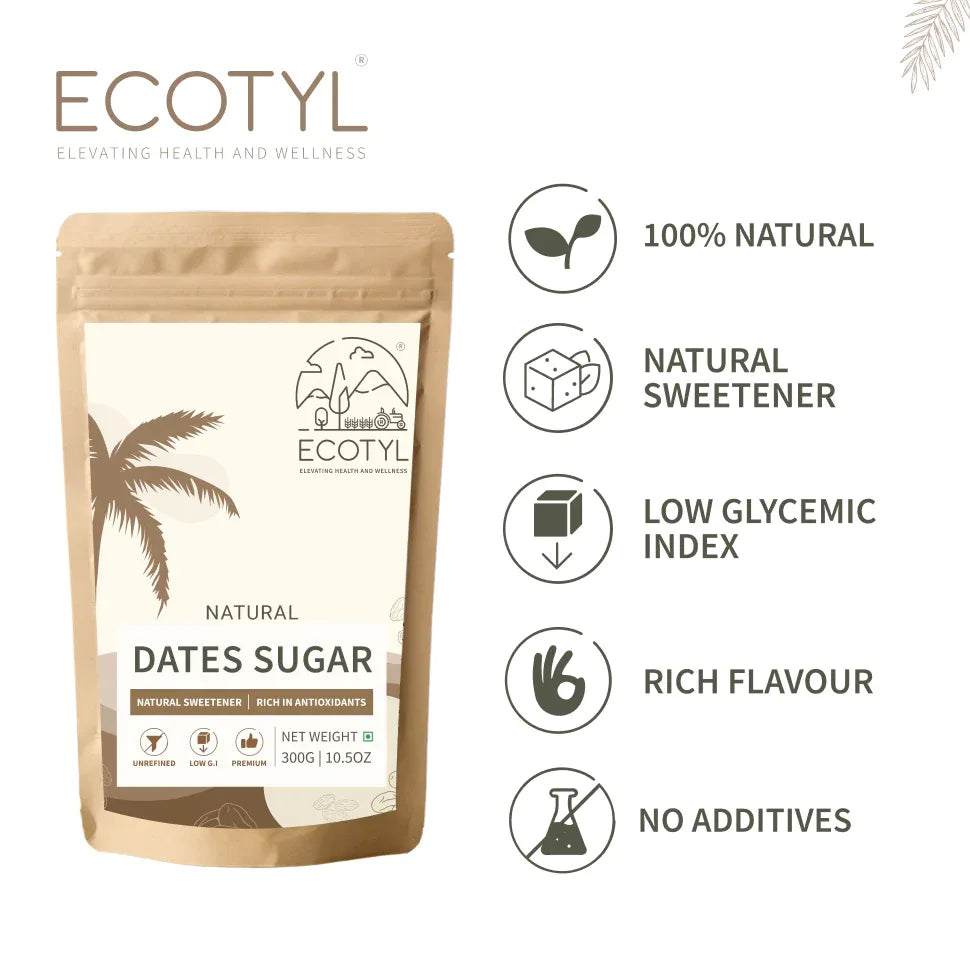 Ecotyl Dates Sugar | Natural Sweetener | Rich in Minerals - 300g - Orgoshops
