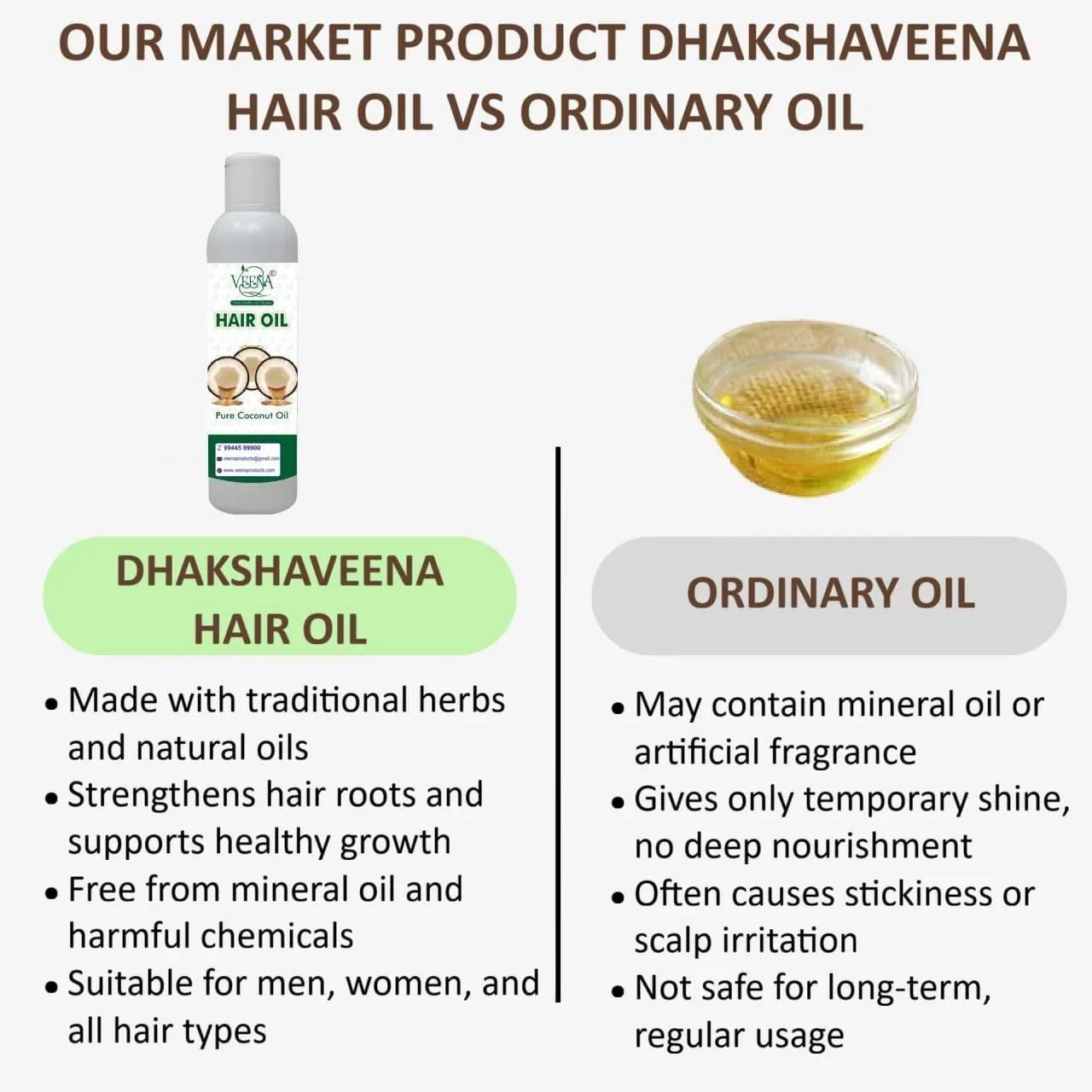 Veena Dhakshaveena Hair Oil - 200 ML ( Pack of 2 ) - Orgoshops