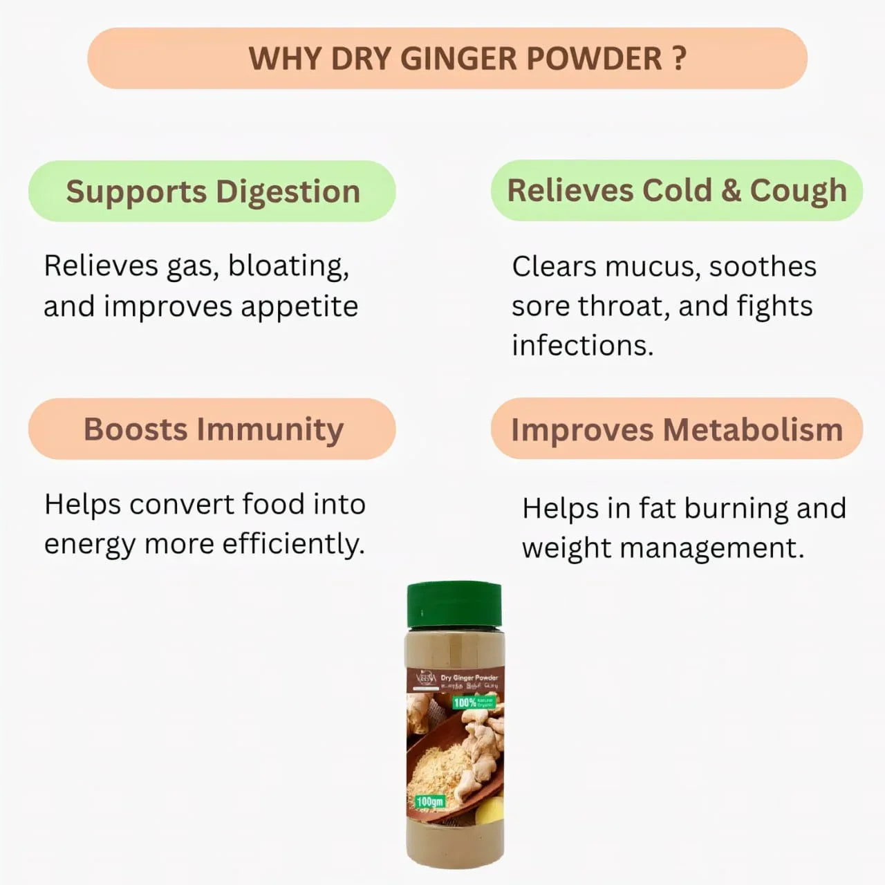 Veena Dry Ginger Powder - 100g ( Pack of 2) - Orgoshops