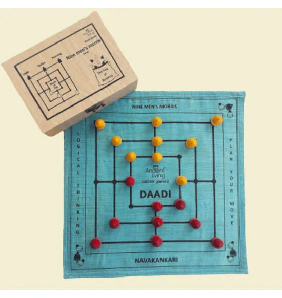 Daadi game / Navakankari / Nine men's morris board game (Crafted in Jabalpur Silk) - Orgoshops