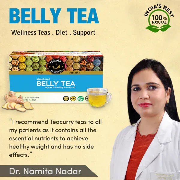 Teacurry Belly Fat Tea/ Tummy Fat Reducing Tea for Men and Women-100g (30 Tea Bags) - Orgoshops