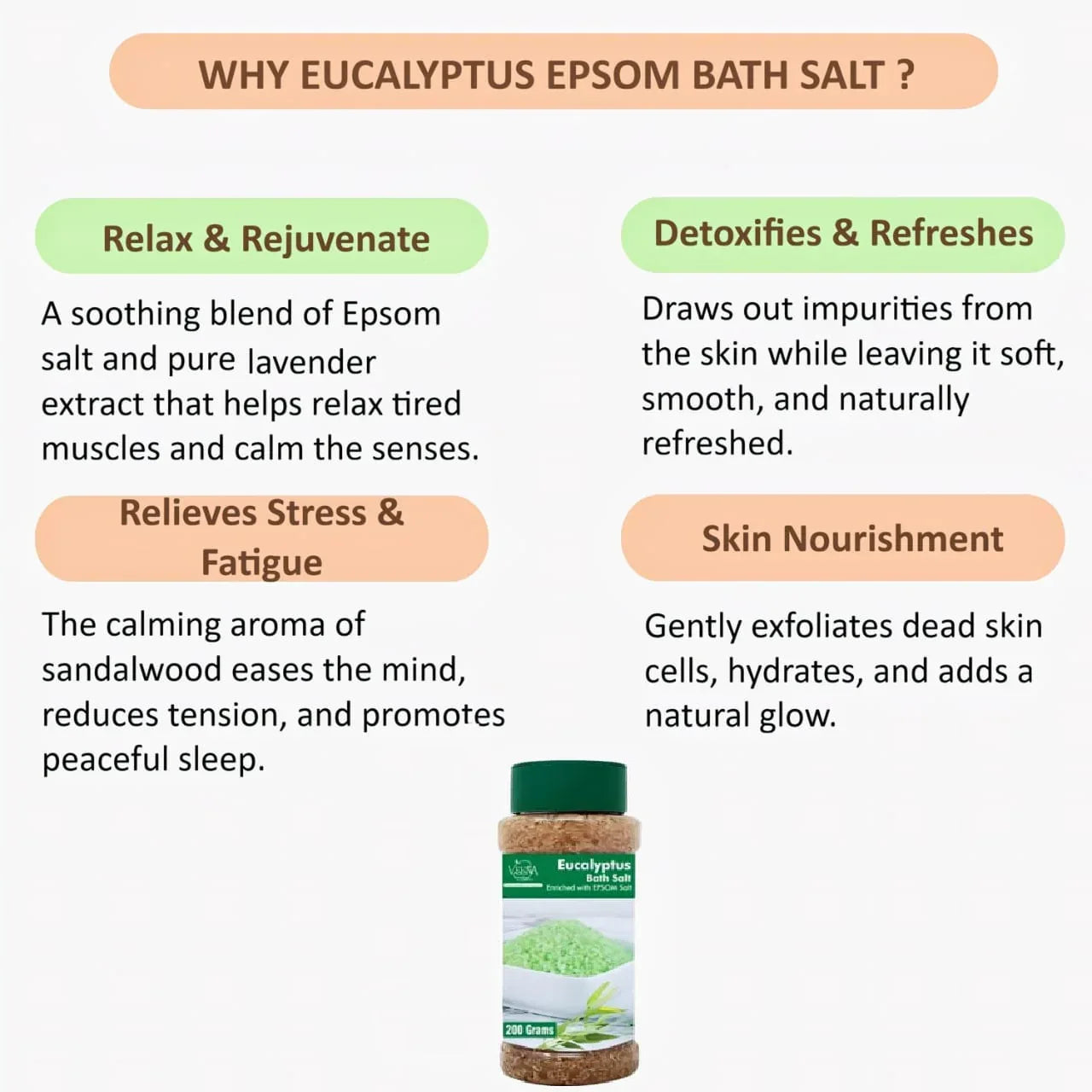 Veena Eucalyptus Epsom Bath Salt - 200g - Orgoshops