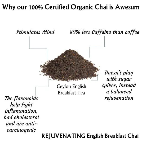 Rejuvenating English Breakfast Chai | Cold & Hot Brew | (100 gm) Makes 40 Cups - Orgoshops