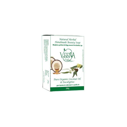 Veena Pure Organic Coconut oil & Eucalyptus Soap - 100g ( pack of 3 ) - Orgoshops