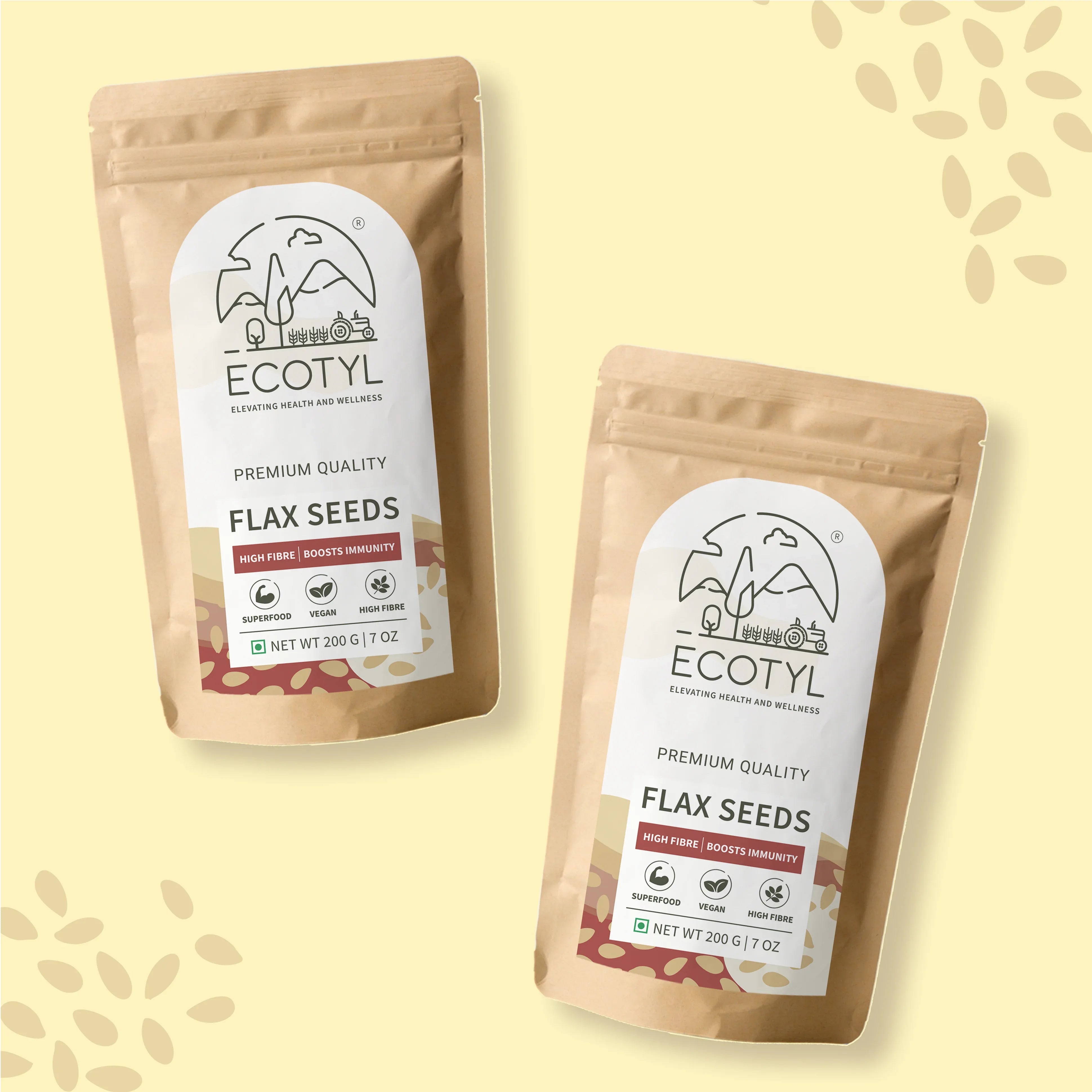 Ecotyl Flax Seeds Unroasted - 200g (Set of 2) - Orgoshops