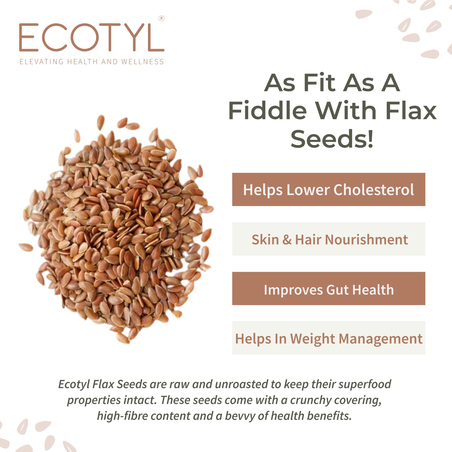 Ecotyl Flax Seeds Unroasted - 200g (Set of 2)