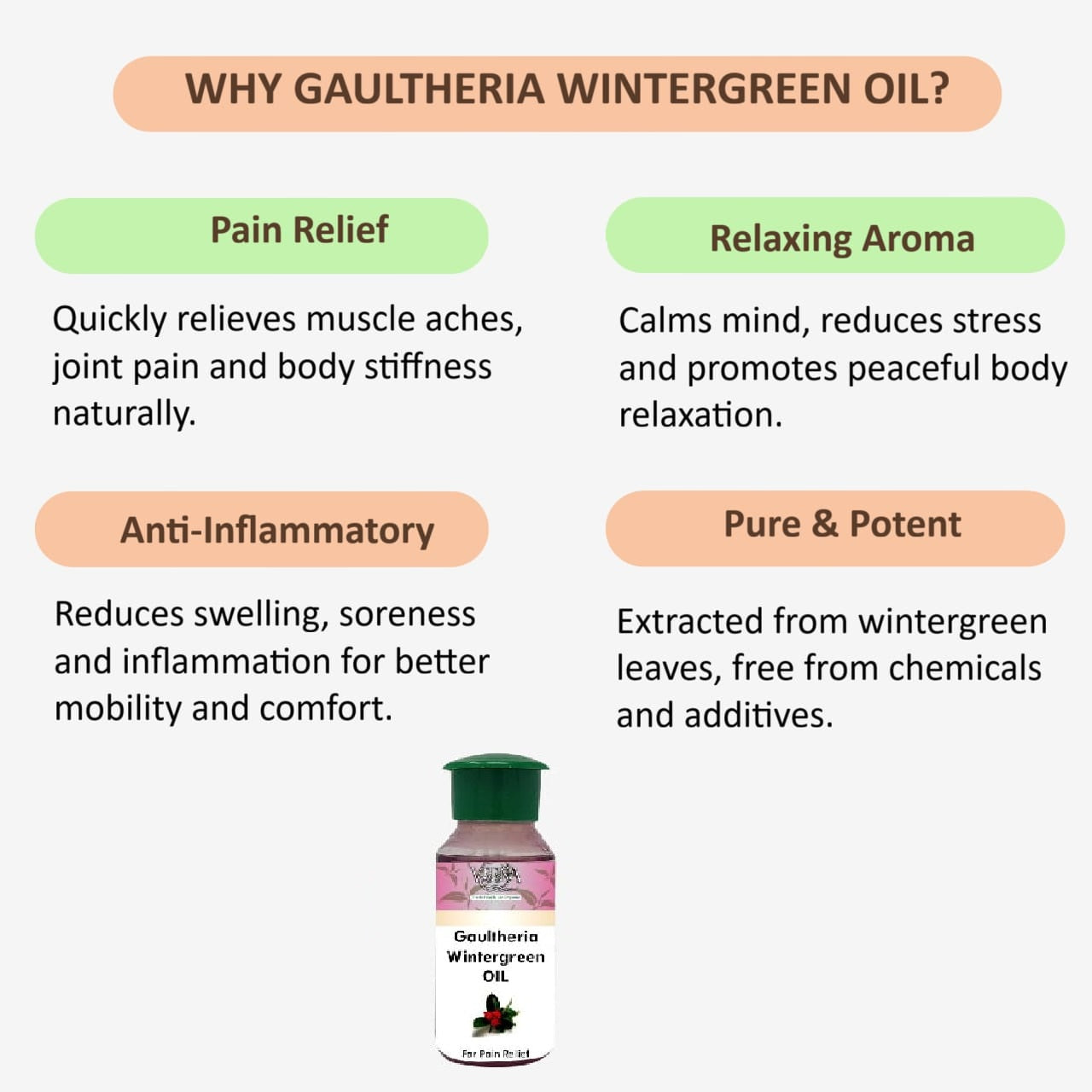 Veena Gaultheria Wintergreen Pain Relief Oil - 60ml ( Pack of 2 )