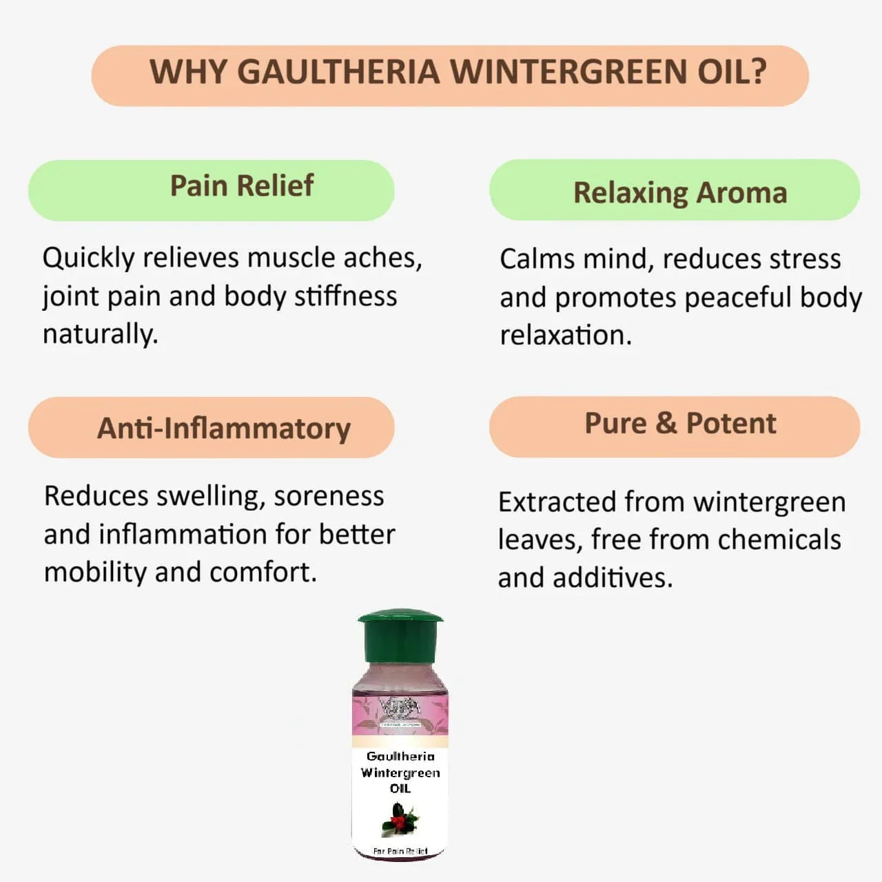 Veena Gaultheria Wintergreen Pain Relief Oil - 60ml ( Pack of 2 ) - Orgoshops