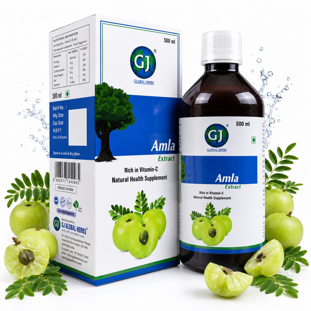 GJ Global Herbs Amla Extract Juice - 500 ml