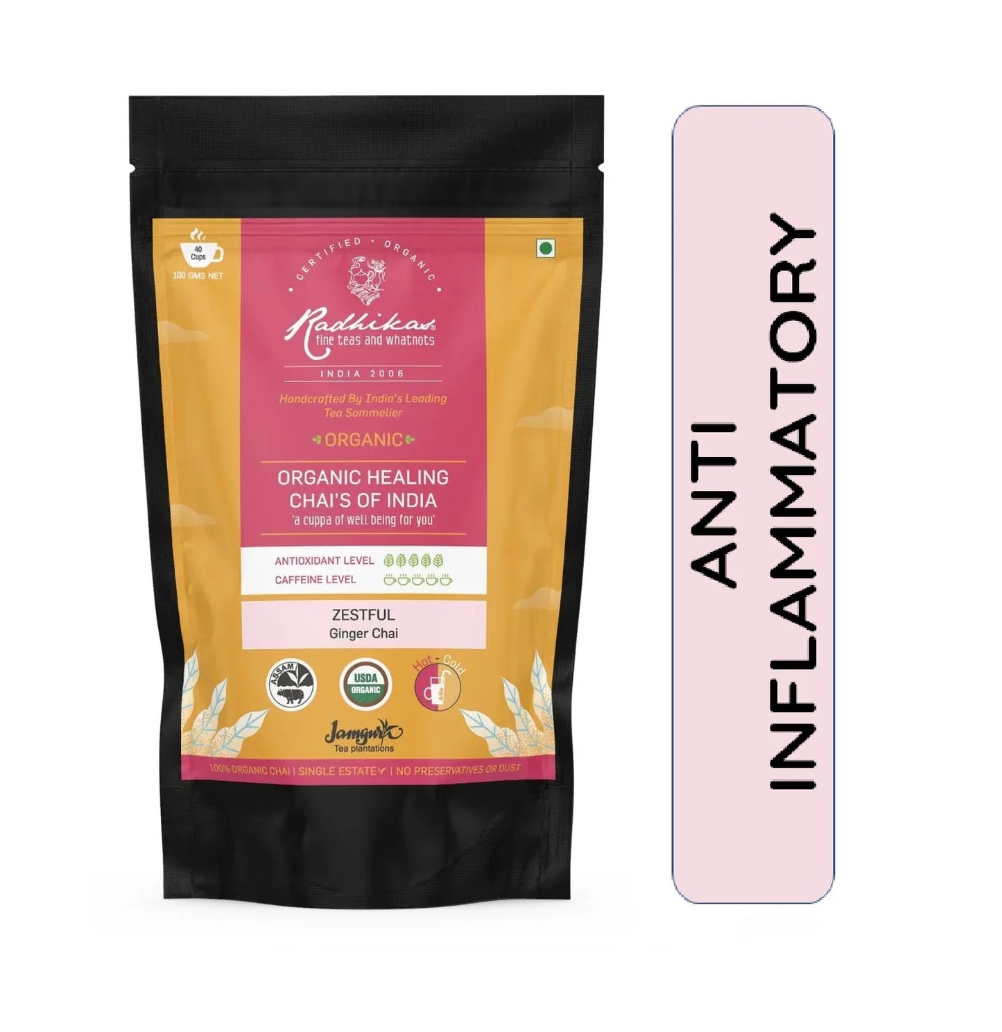 Zestful Ginger Chai | Assam CTC Chai | Cold & Hot Brew | (100 gm) Makes 40 Cups - Orgoshops