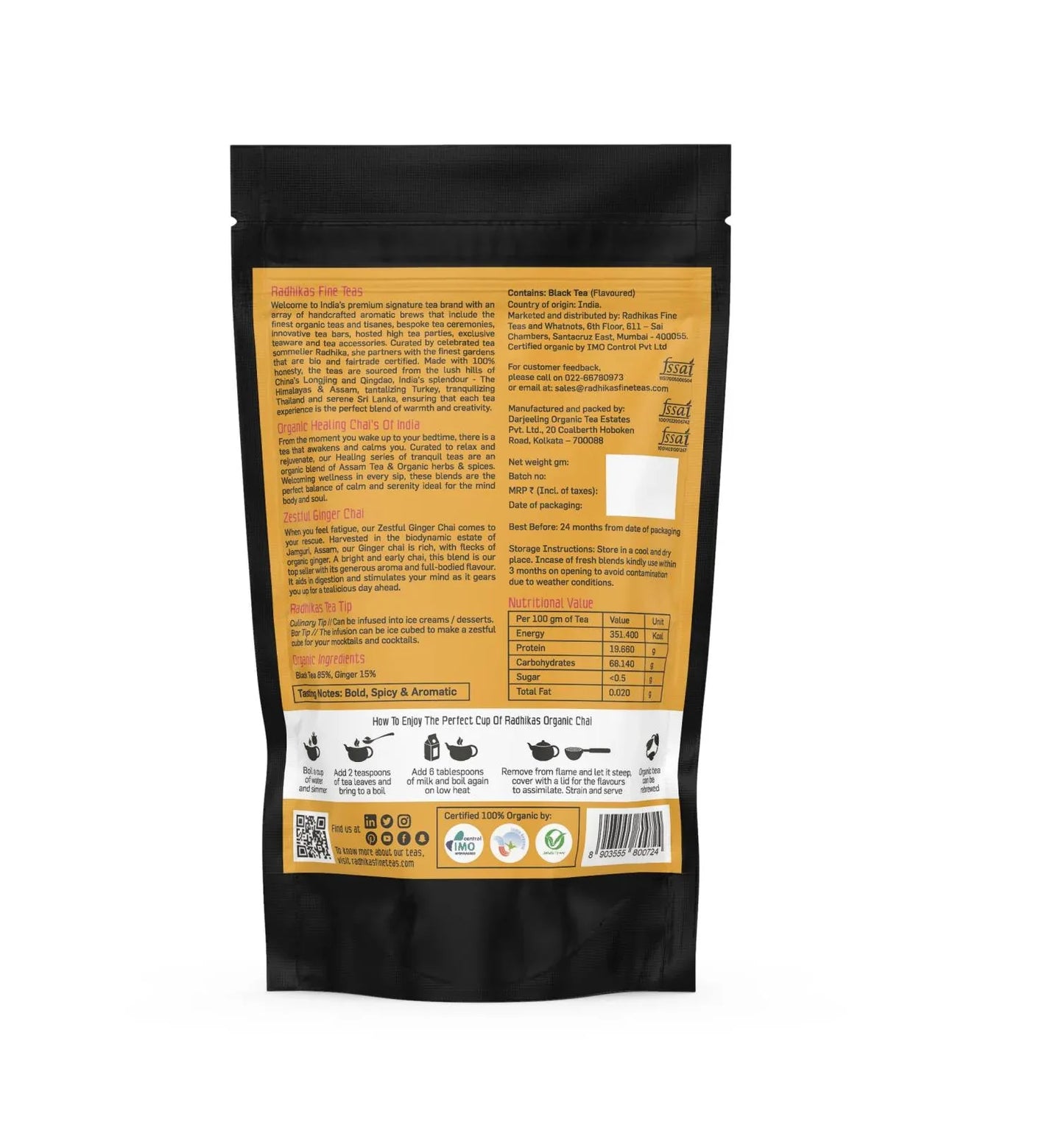 Zestful Ginger Chai | Assam CTC Chai | Cold & Hot Brew | (100 gm) Makes 40 Cups - Orgoshops