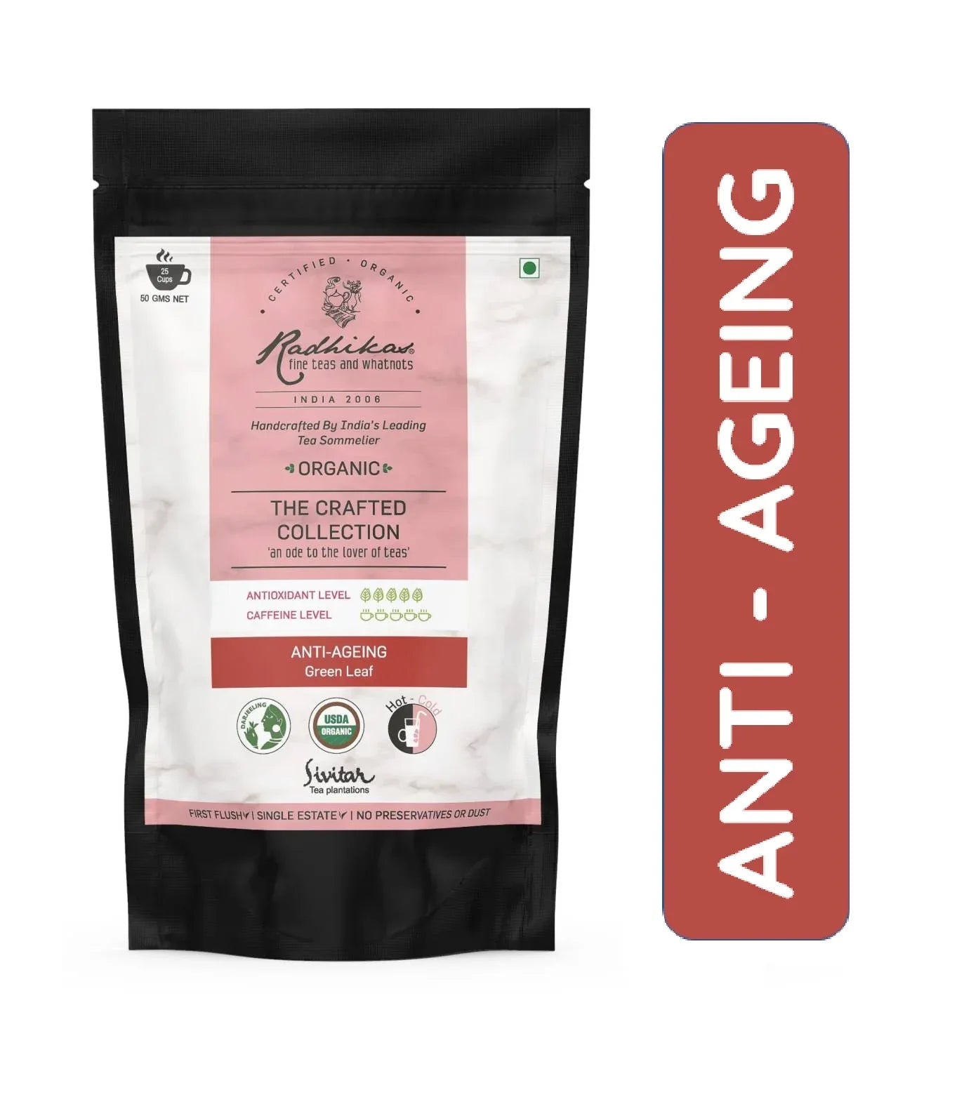 Anti-Ageing Green Leaf | Cold & Hot Brew | (50 gm) Makes 25 Cups - Orgoshops