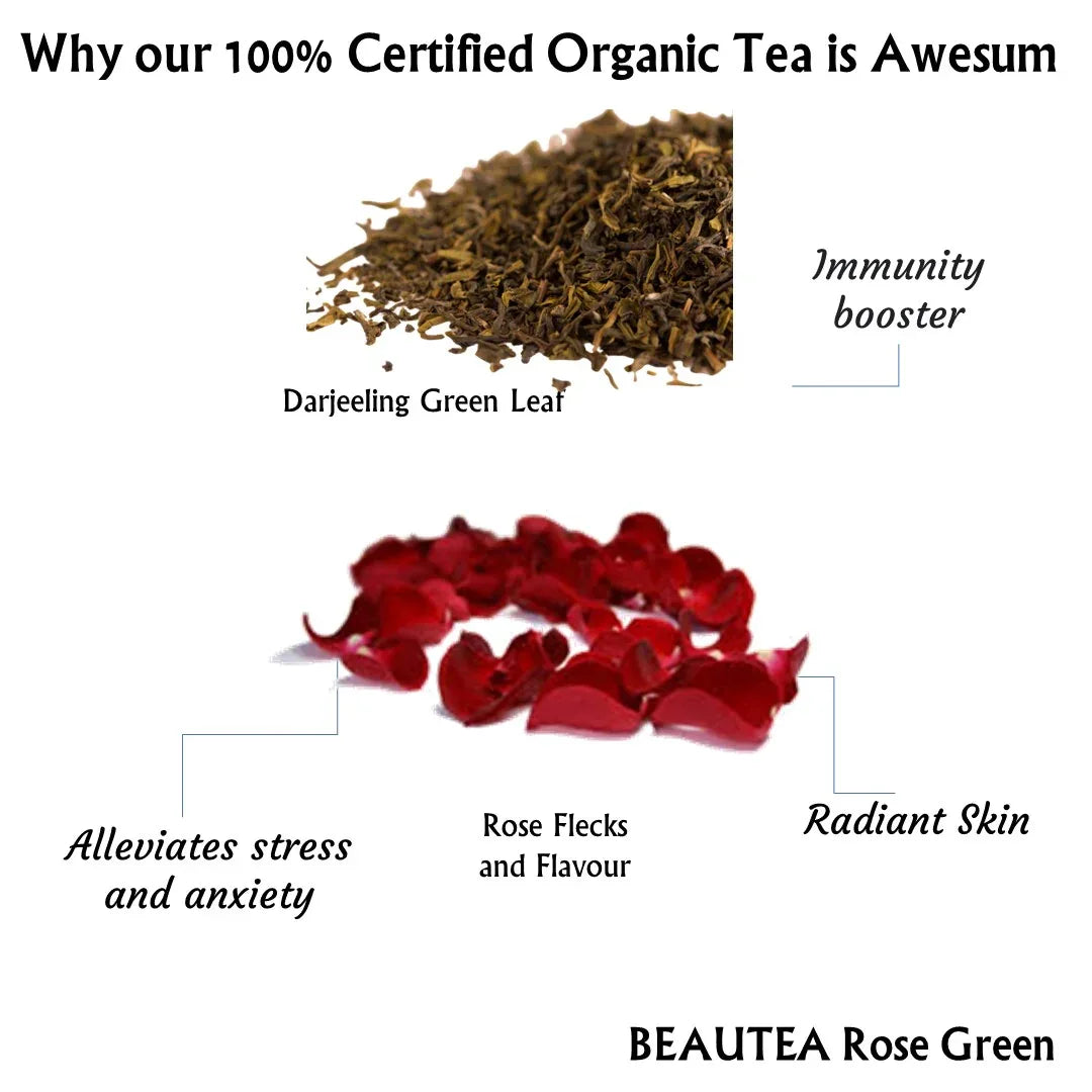 Beautea Green Rose | Cold & Hot Brew | (50 gm) Makes 25 Cups - Orgoshops