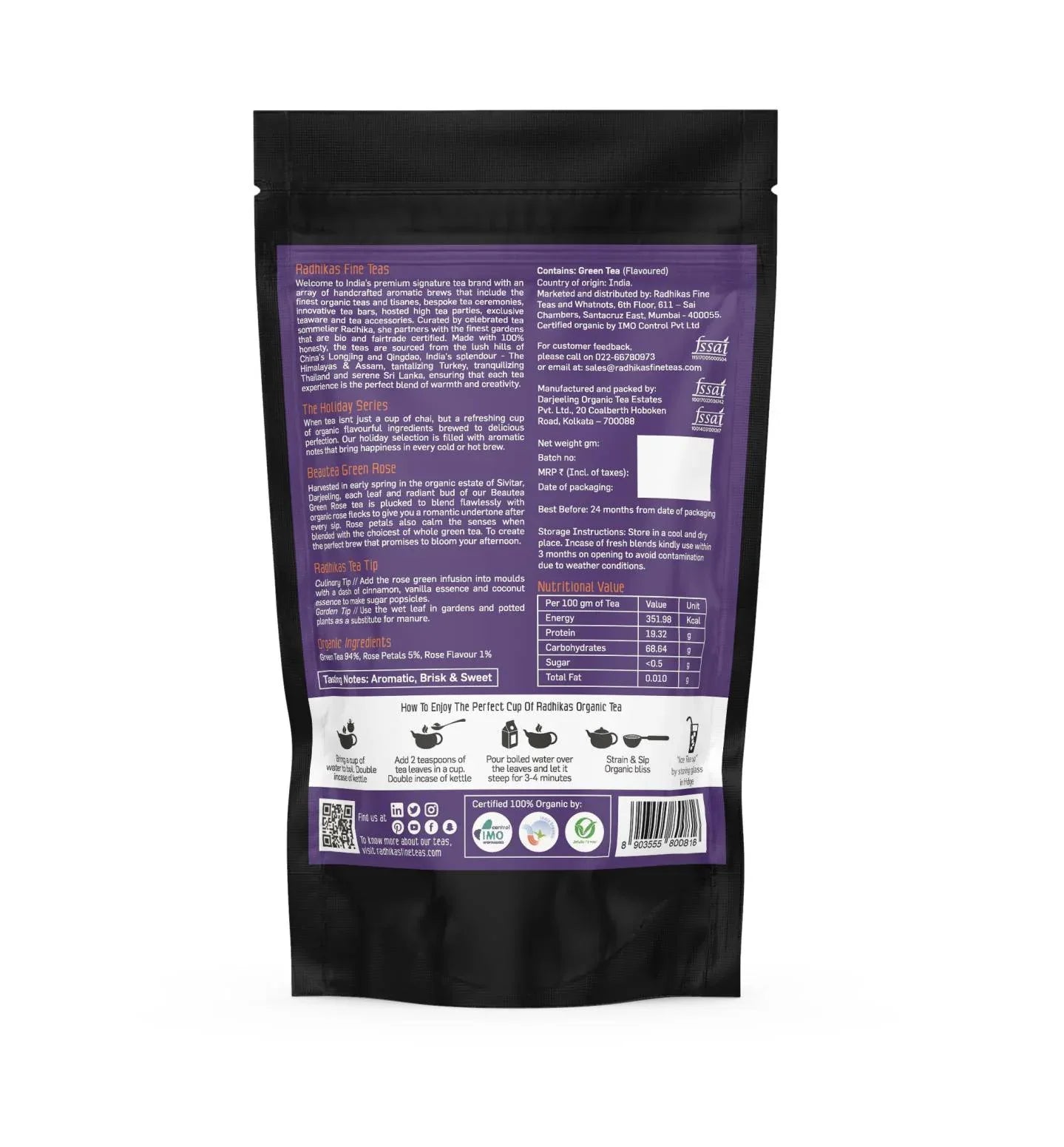 Beautea Green Rose | Cold & Hot Brew | (50 gm) Makes 25 Cups - Orgoshops